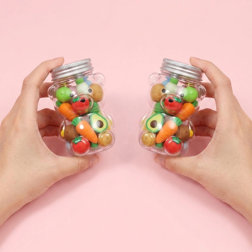 Cute 3D Miniature Drink Bottle Novelty Erasers Set