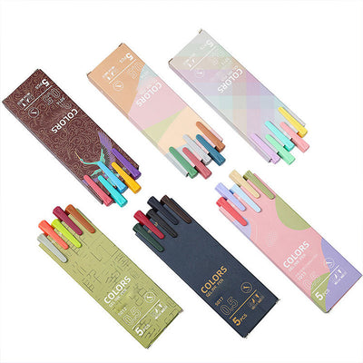 5 Colour Gel Pen Set – 0.5mm Fine Tip Smooth Writing Gel Ink Pens for Journaling, School & Office