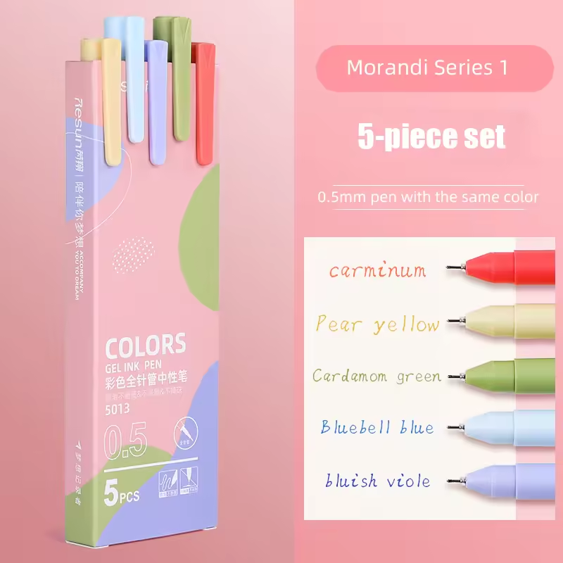 5 Colour Gel Pen Set – 0.5mm Fine Tip Smooth Writing Gel Ink Pens for Journaling, School & Office