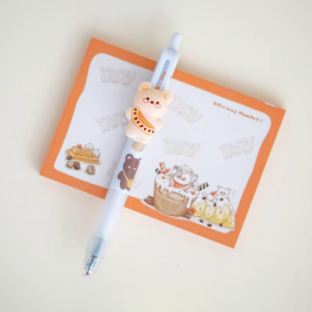 Kawaii Bear Gel Pens: Baking Theme, Black Ink, Retractable