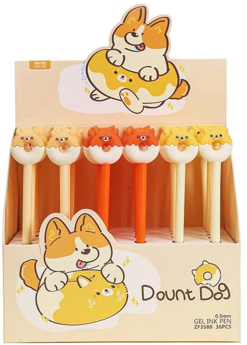Shiba Donut Gel Pens, Kawaii Black Ink Pens, 0.5mm