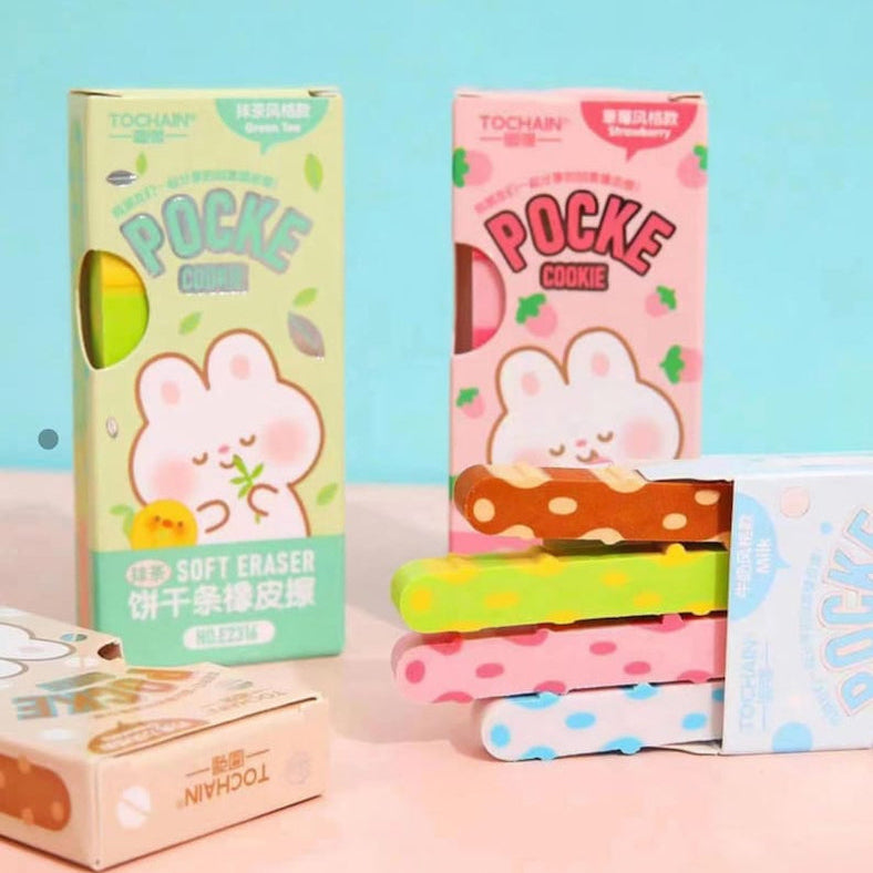 Kawaii Cookie Erasers: Fun Novelty Stationery Set of 4