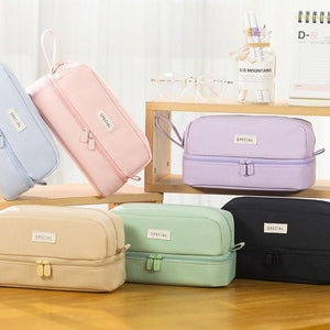Double Layer Pencil Case: Large Capacity Stationery Organizer