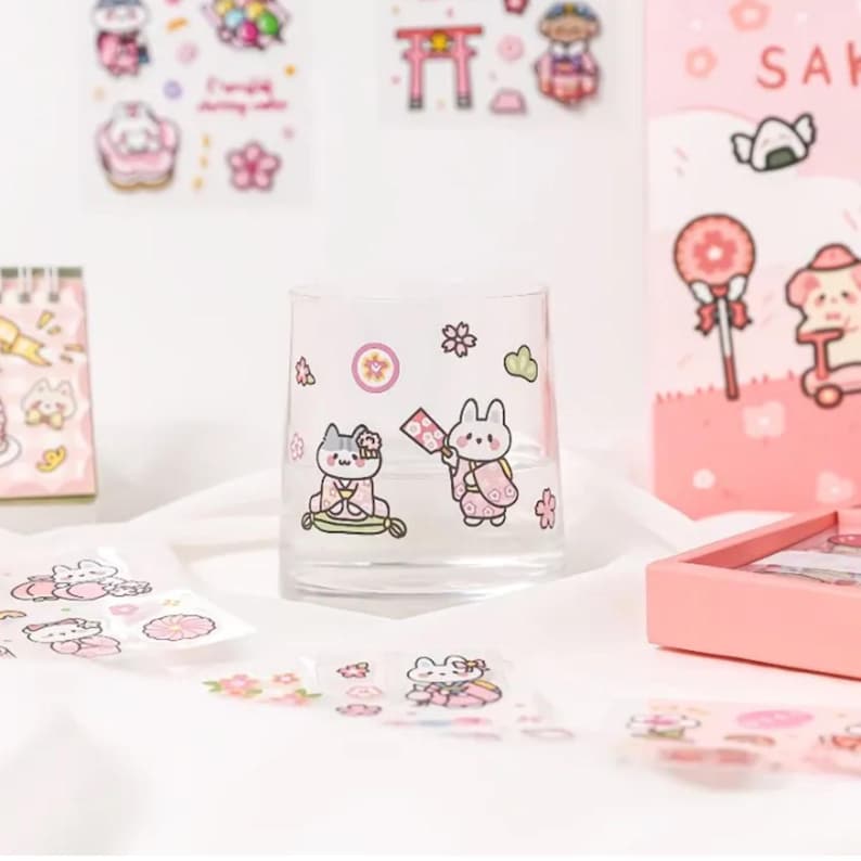 RARE Kawaii Sakura Themed Stickers - 100 Sheets of Stickers